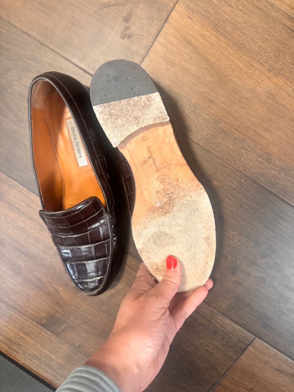Emme Parsons Chocolate croc loafers - Picture 3 of 3